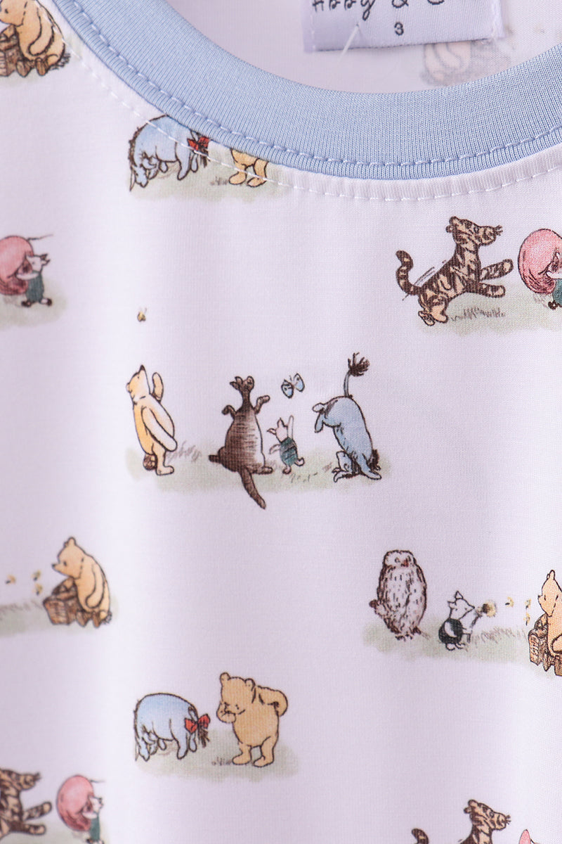 Character Print Zipper Pajamas