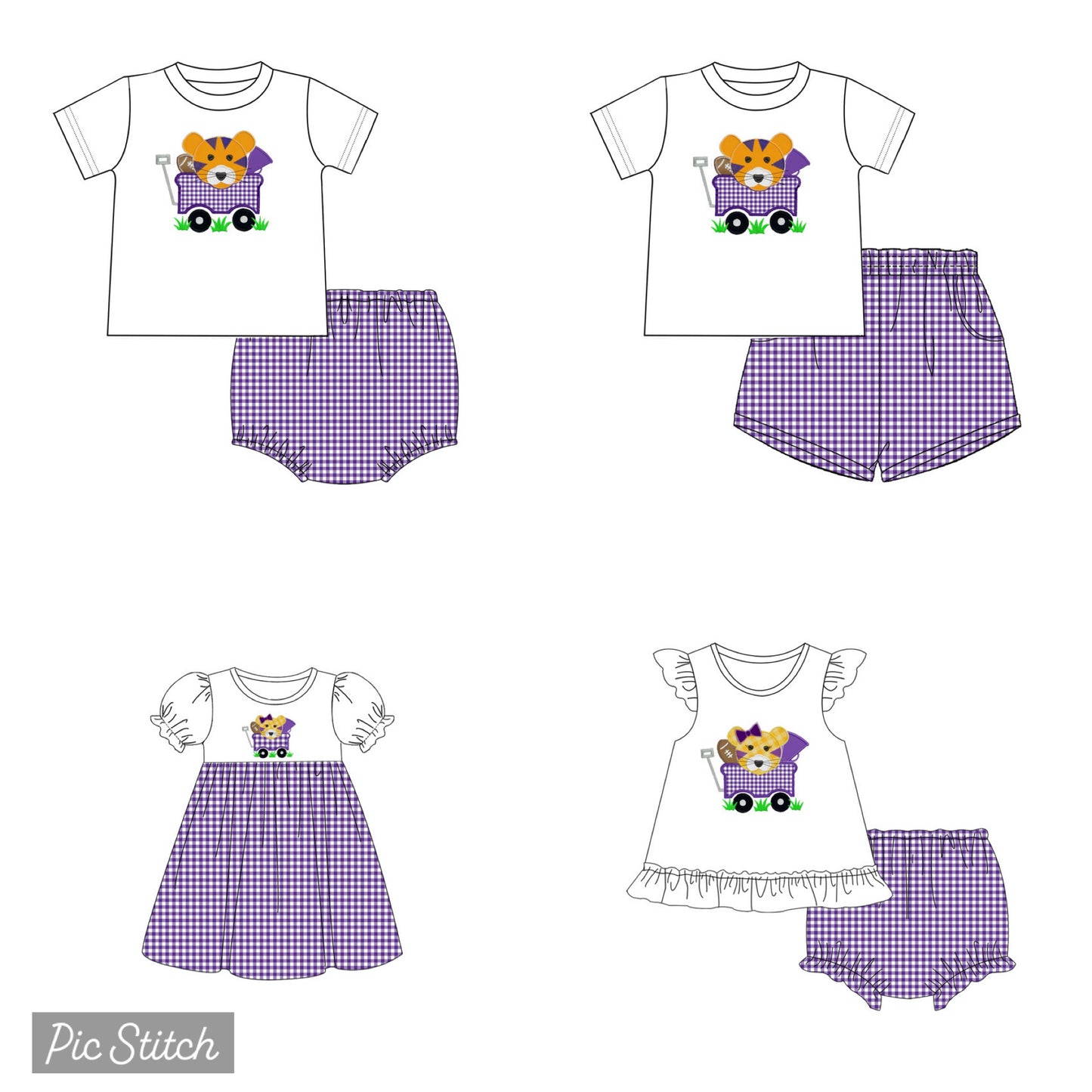Girls Purple Tiger Football Diaper Set
