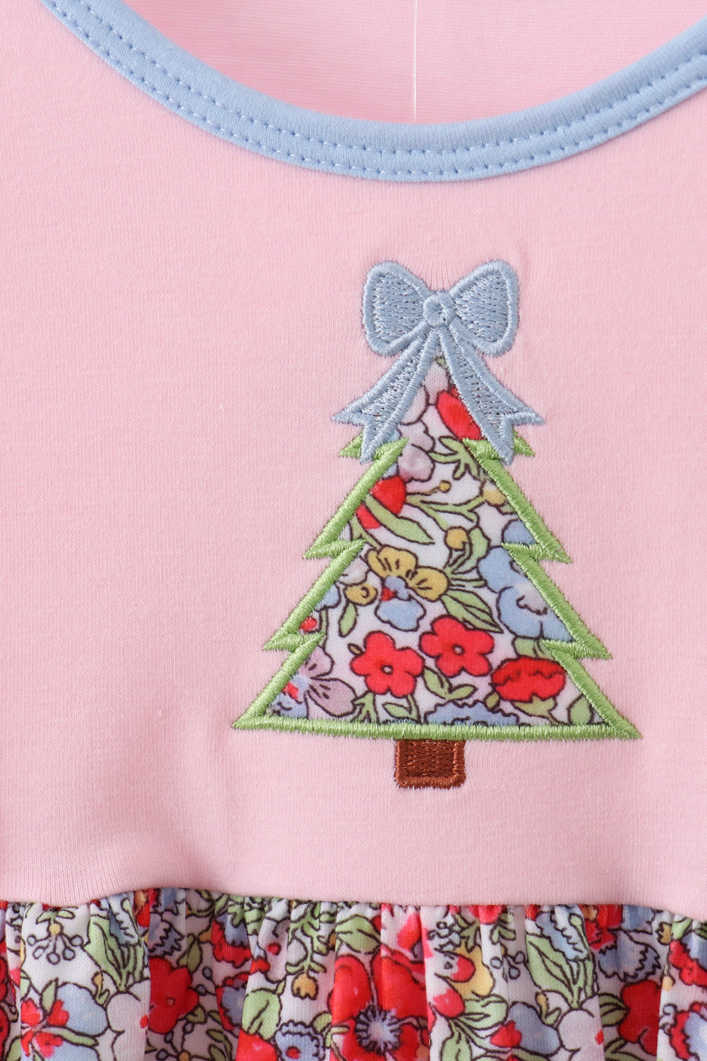 Pink Christmas Tree Ruffle Dress