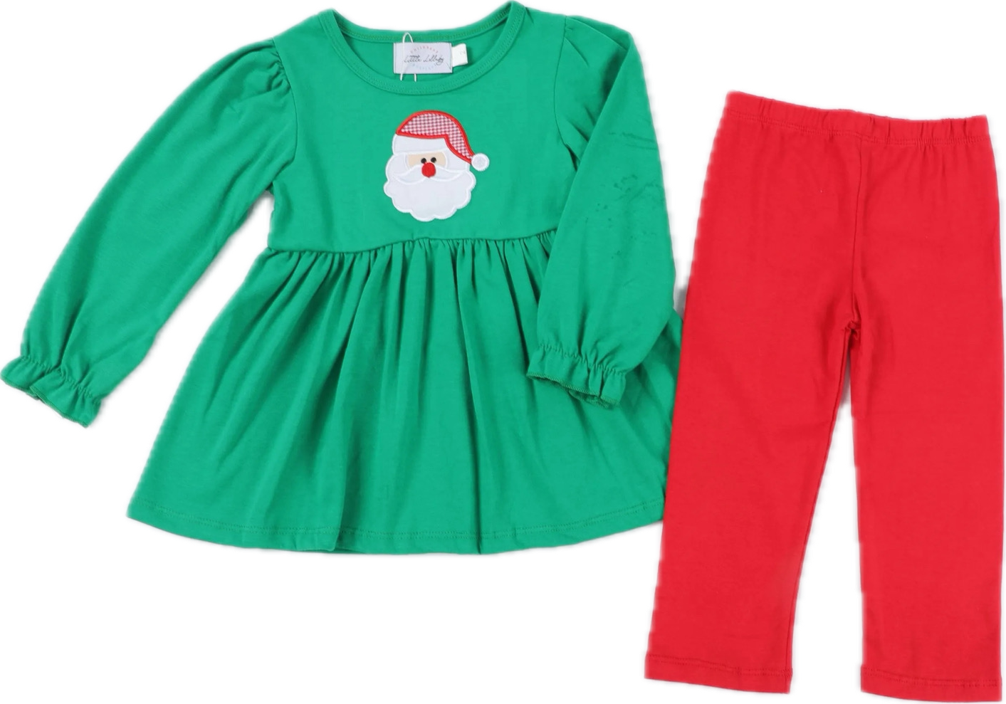 Girls Applique Santa Clause Pants Set