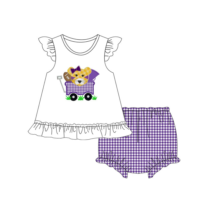 Girls Purple Tiger Football Diaper Set