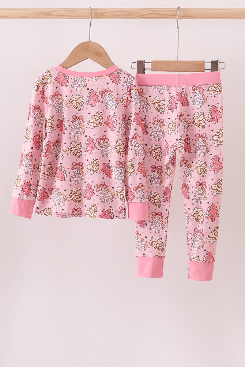 Pink Christmas Tree Pajamas 2 Piece Set