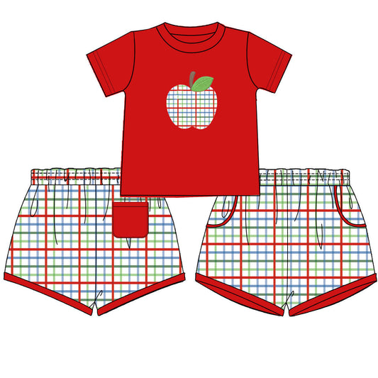 Boy Apple Applique Short Set (Preorder ETA Early June)