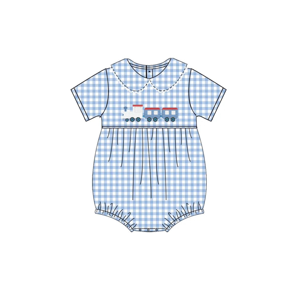 Boys Gingham Train Bubble