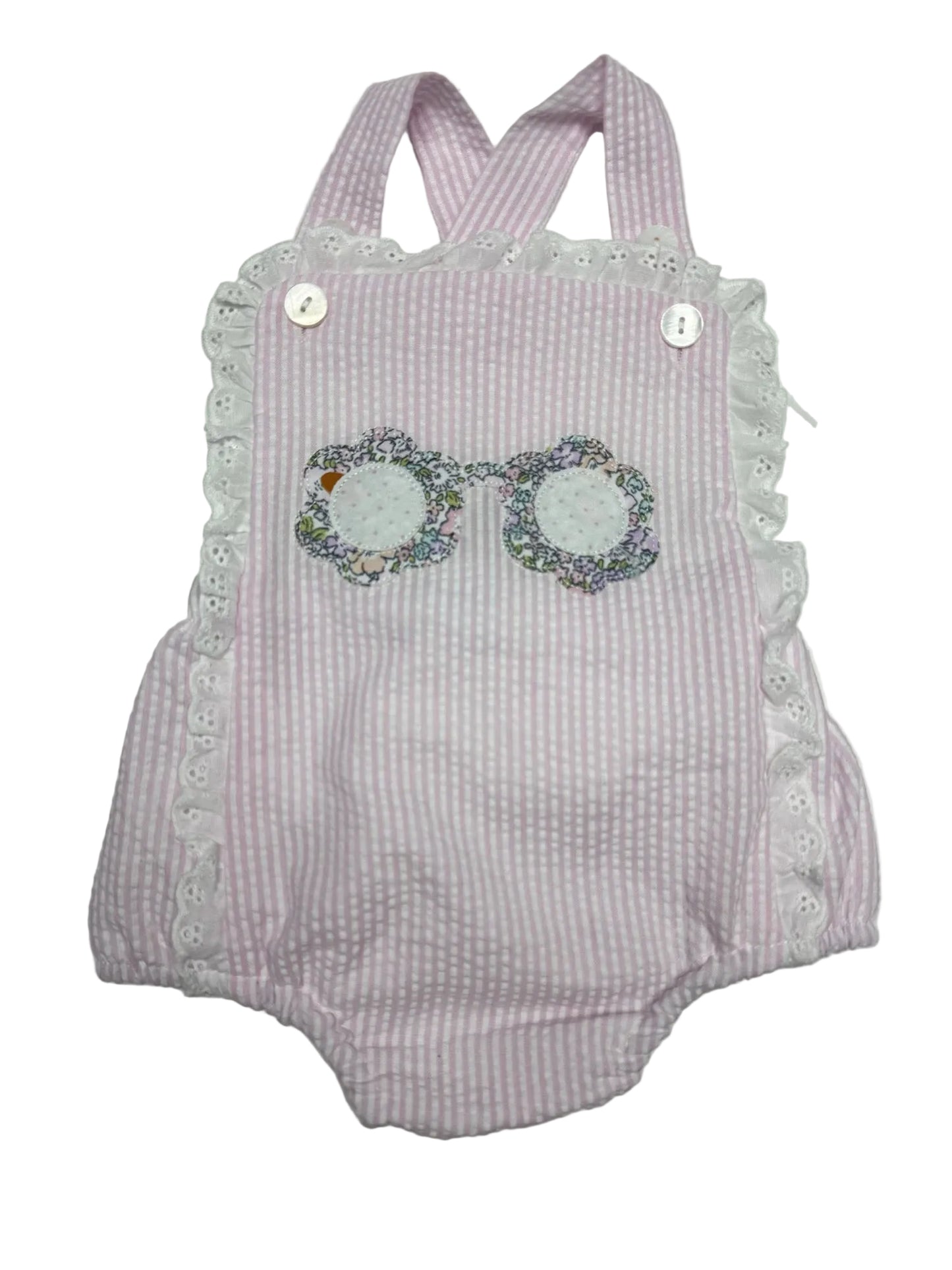 Girls Appliqué Sun Glasses Sun Suit