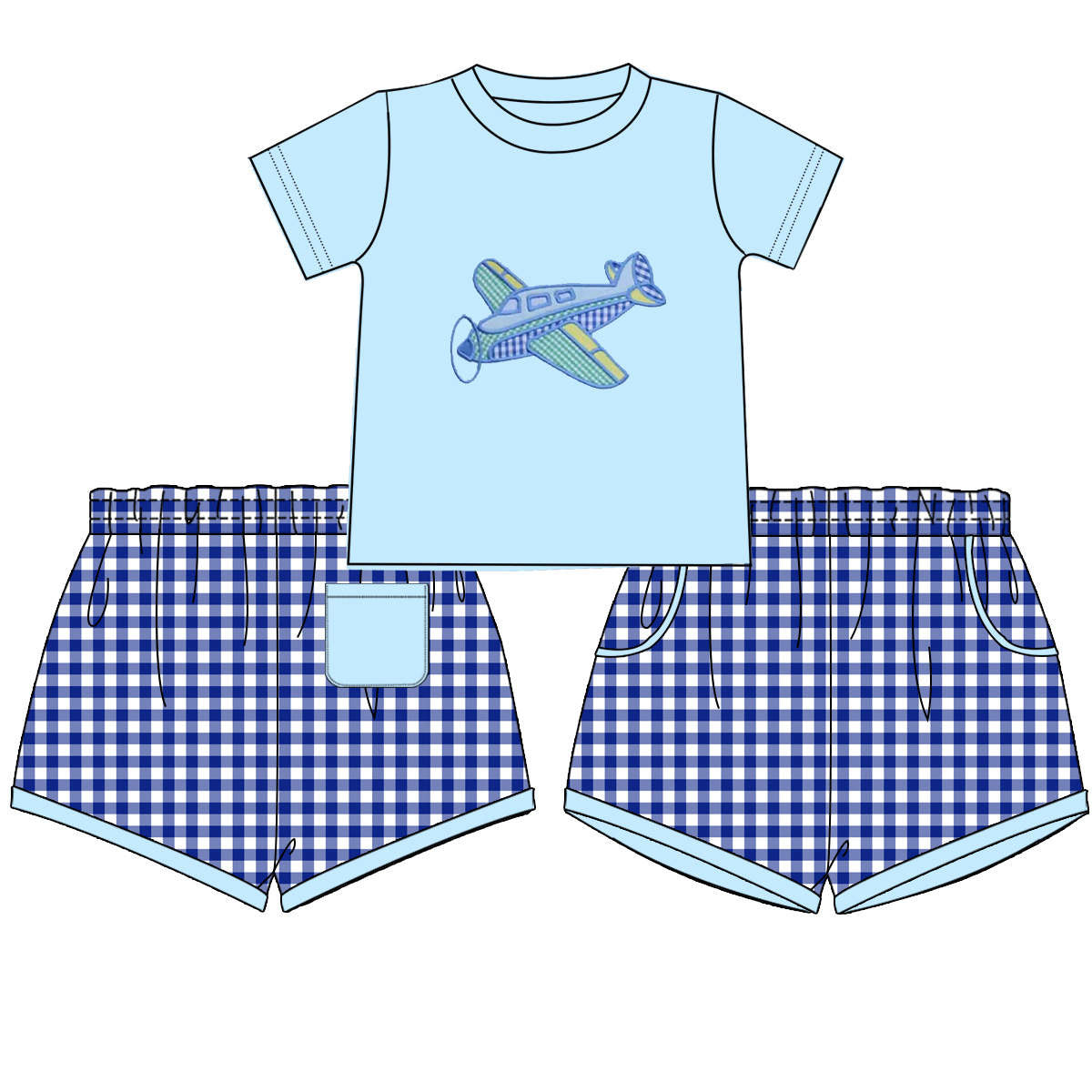 Boy Airplane Applique Short Set (Preorder ETA Early June)