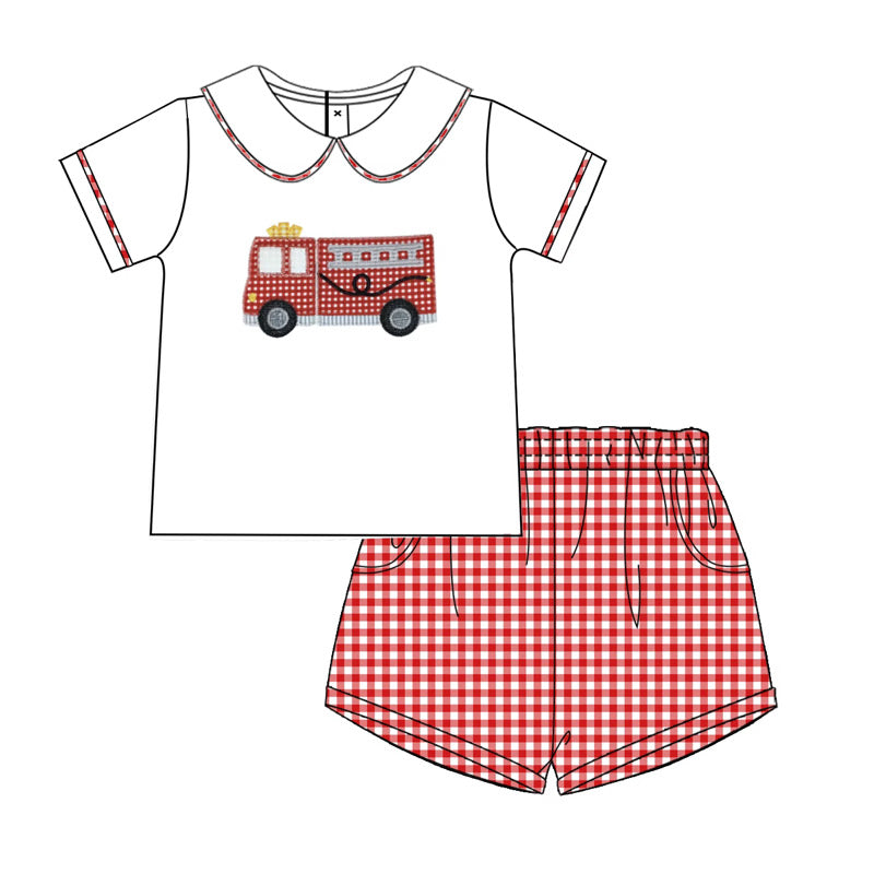 Boys Firetruck Short Set