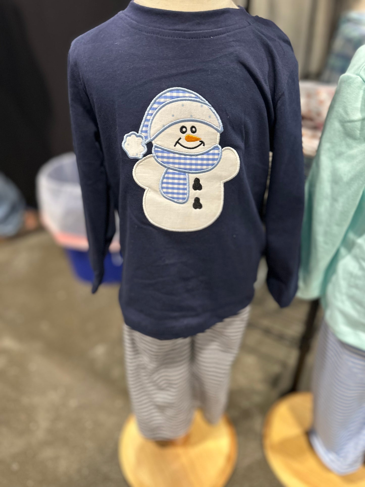 Boy Applique Snowman Pants Set