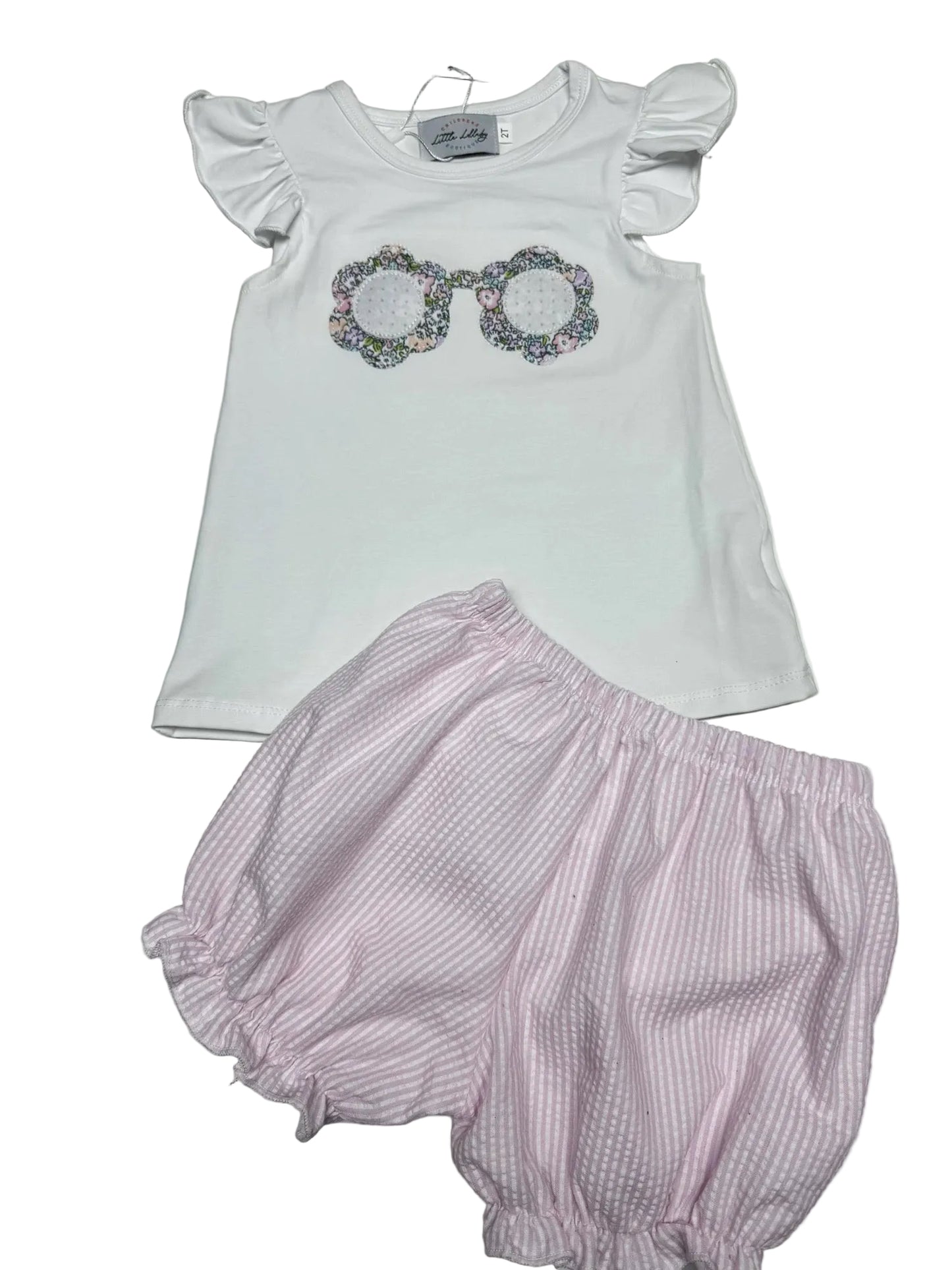 Girls Sun Glasses Appliqué Short Set