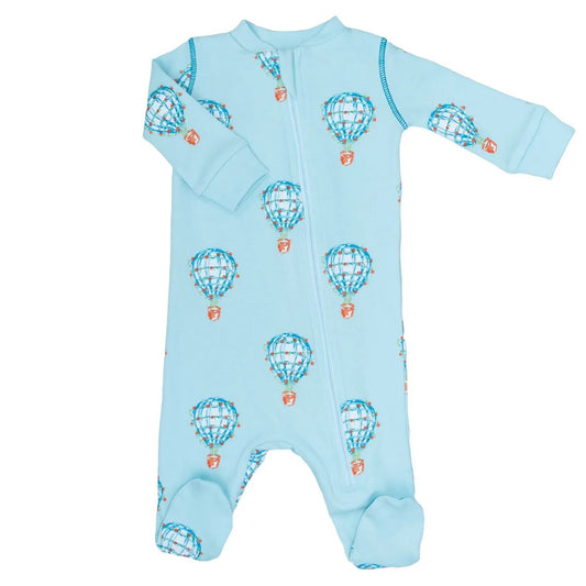 Blue Hot Air Balloon Footed Pajama Set (Boy)