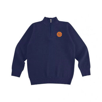 Boys Navy Basketball Half Zip Sweater