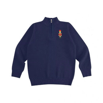 Boys Navy Nutcracker Half Zip Sweater