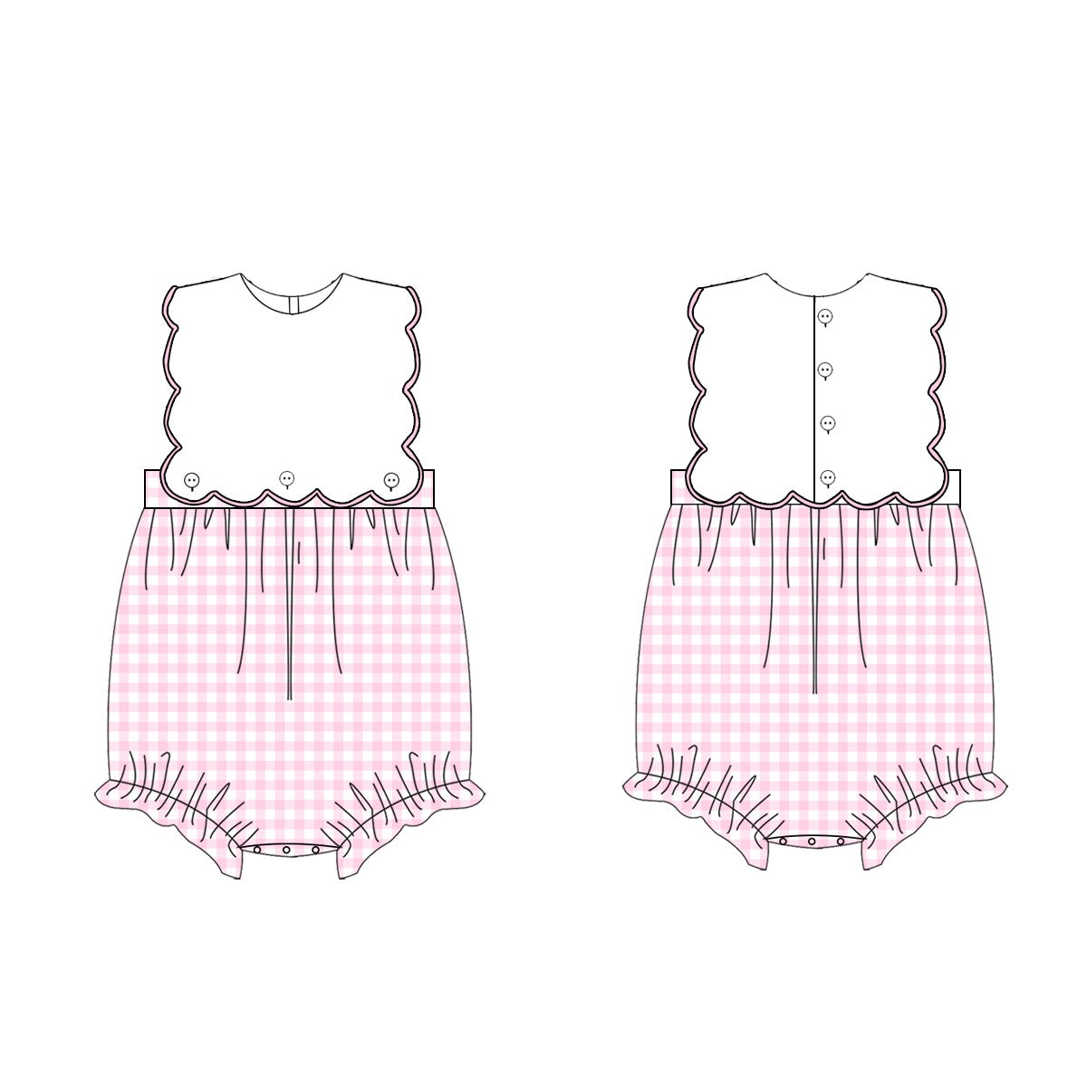 Girls Light Pink Gingham Bubble