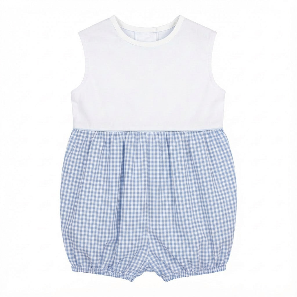 Boys Baby Blue Gingham Bubble