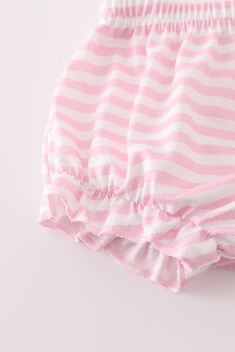 Pink Noah's Ark Appliqué Girl Diaper Set