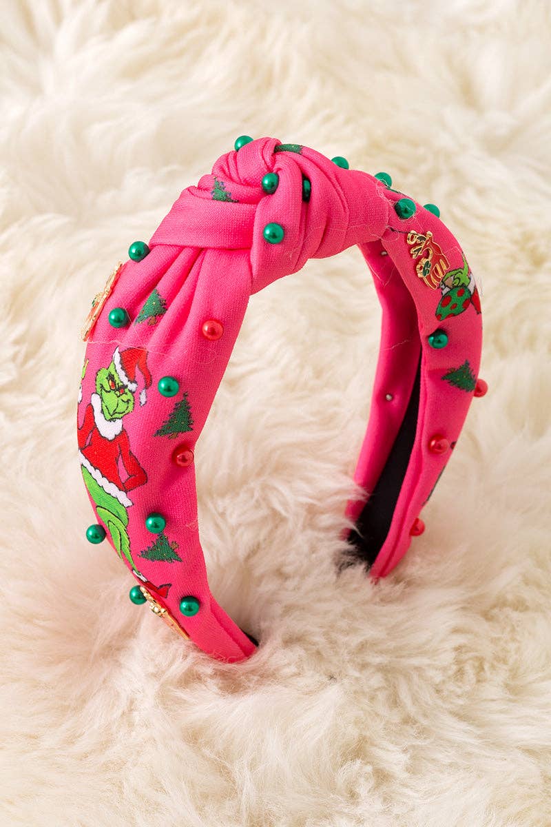 Santa Green girls headbands with beads.