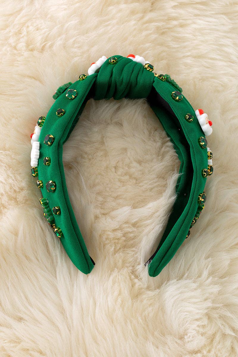 Pink Christmas Mean One Character printed girls headbands with beads. Pink