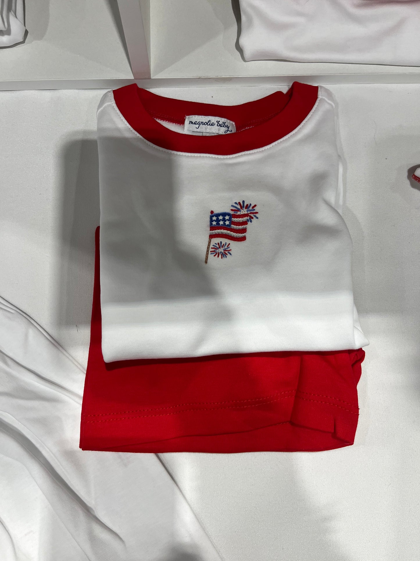 Magnolia Baby Red, White and Blue American Flag Boy Short Set
