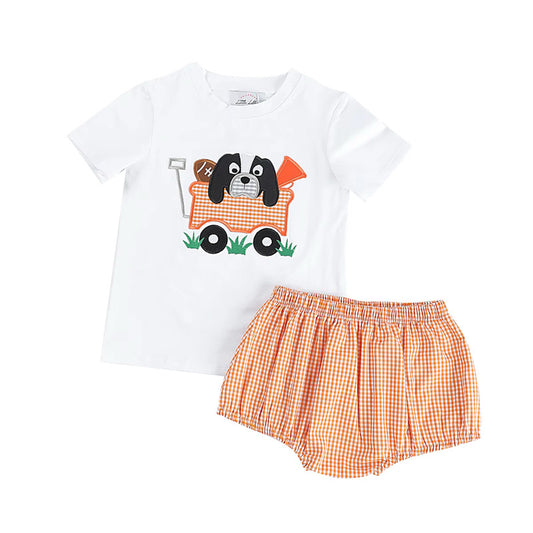 Boys Dog Football Diaper Set