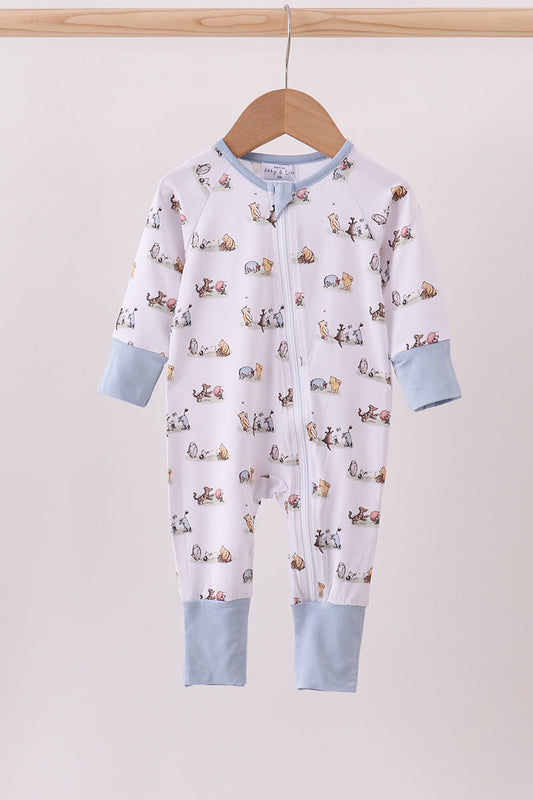 Character Print Zipper Pajamas