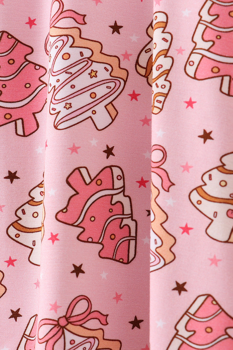 Pink Christmas Tree Pajamas 2 Piece Set
