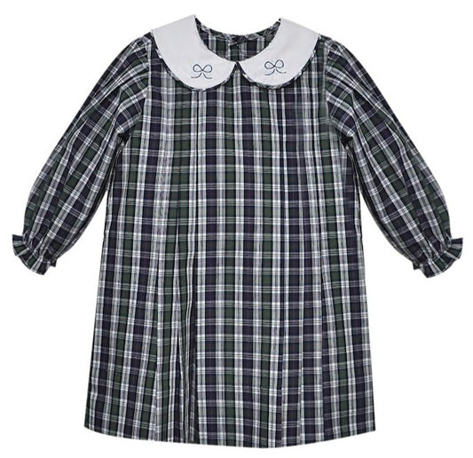 Girls Plaid Dress -Bows