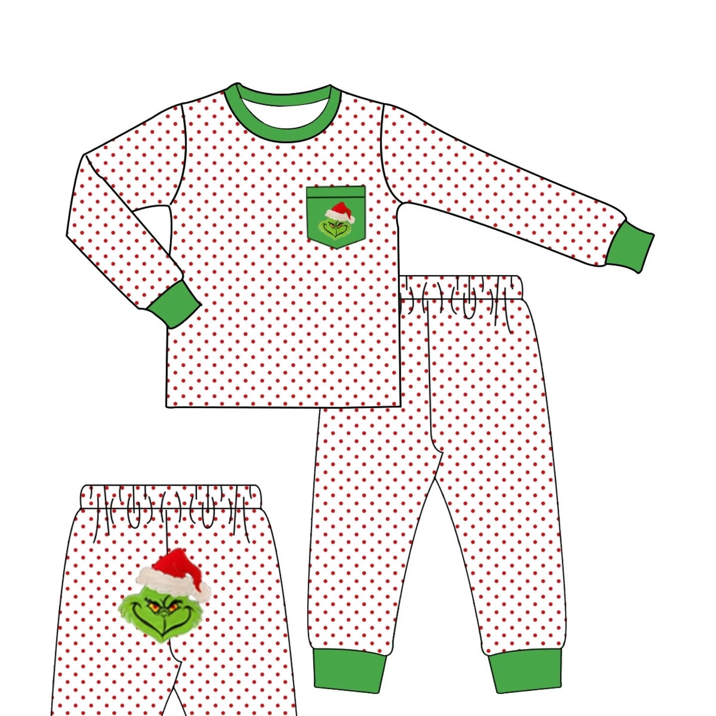 Mean One Christmas  Applique Pajamas Set