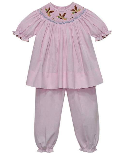 Girls Hand Smocked Mallard Duck Pants set