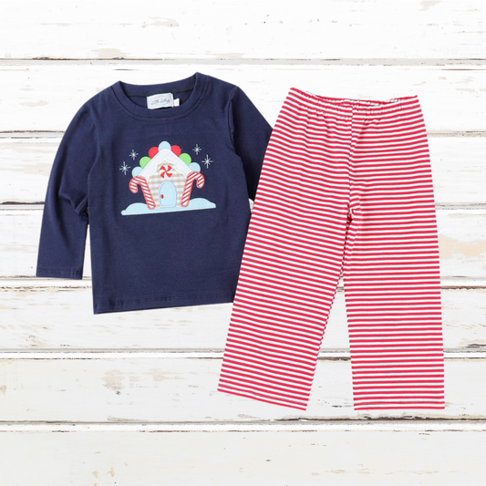 Boys Gingerbread House Pants Set