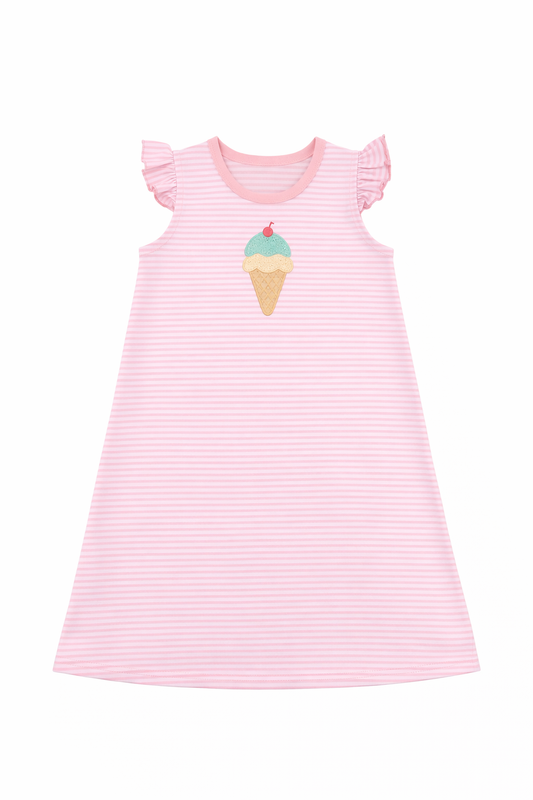Girls Appliqué Ice Cream Cone Dress Preorder