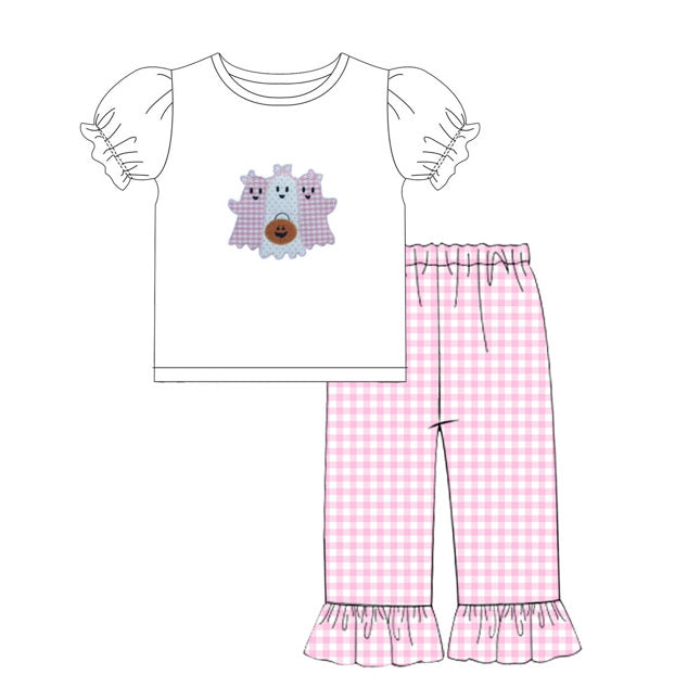 Girl’s Friendly Ghost Appliqué Pants Set