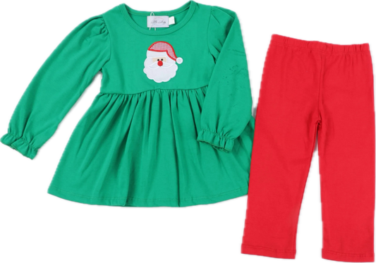 Girls Applique Santa Clause Pants Set