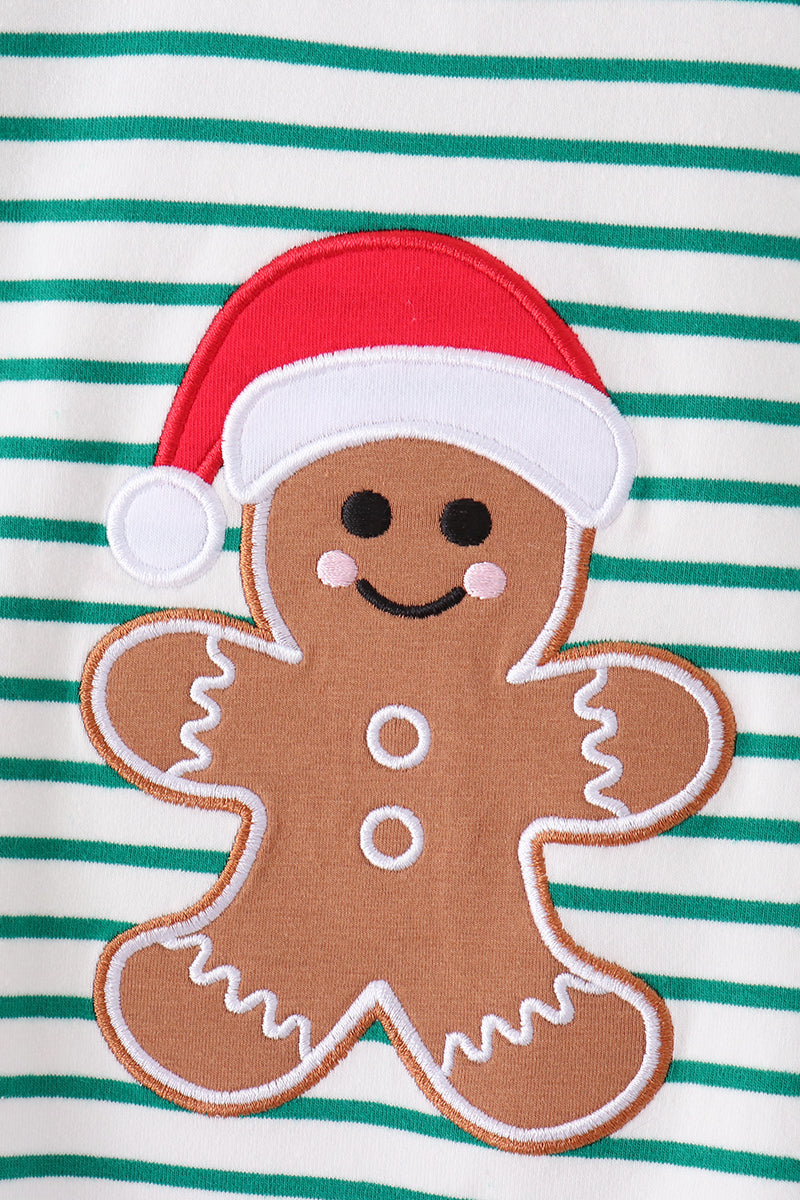 Boys Green Stripe Gingerbread Pants Set