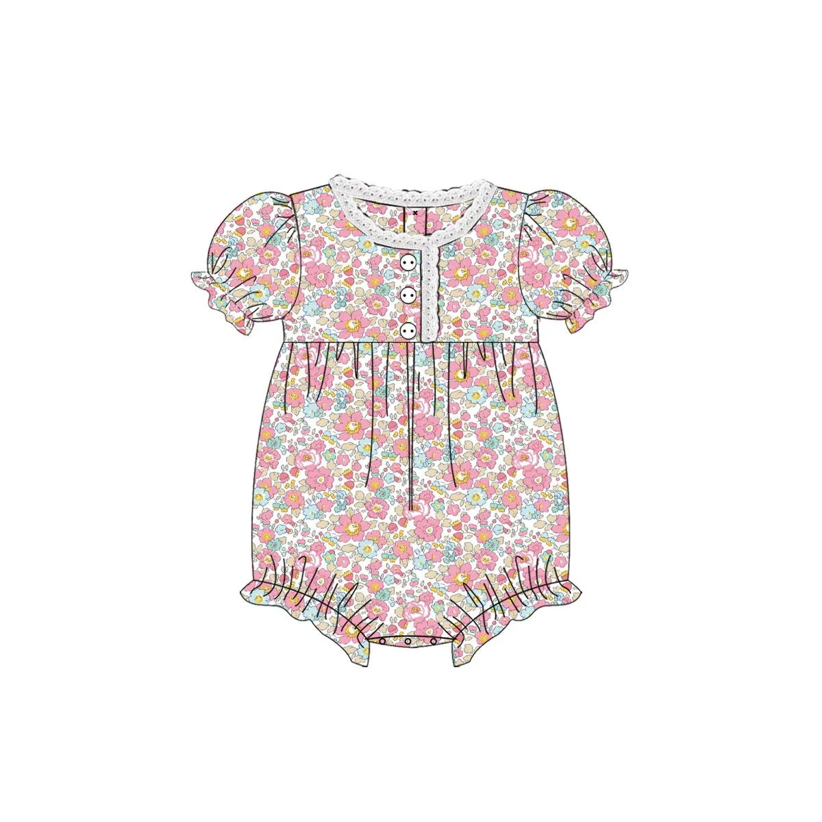 Girls Pink Floral Bubble