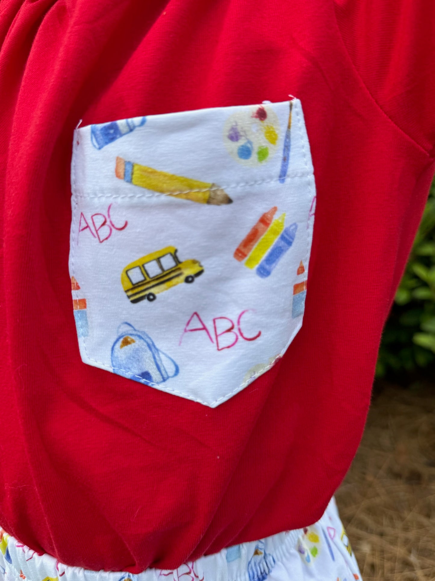 Boys Hand Painted Back to School Short Set