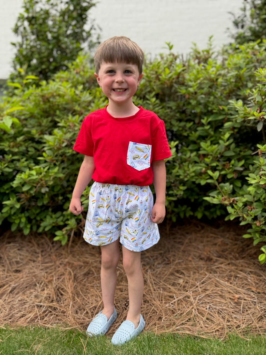 Boys Hand Painted Back to School Short Set