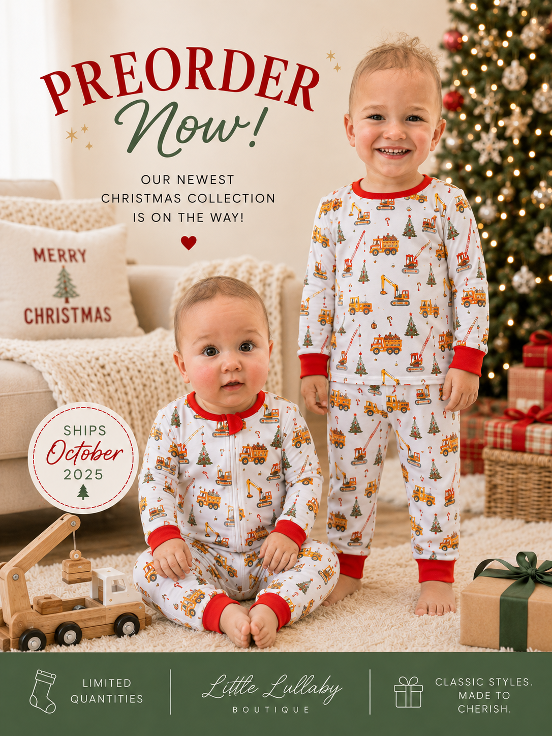 Boys Christmas Construction Two Piece Set