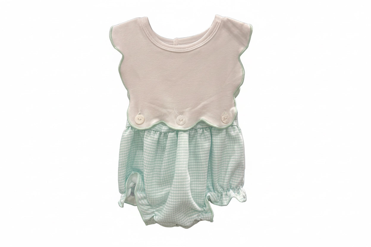 Girls Mint Green Gingham Bubble