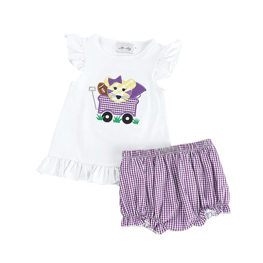Girls Purple Tiger Football Diaper Set
