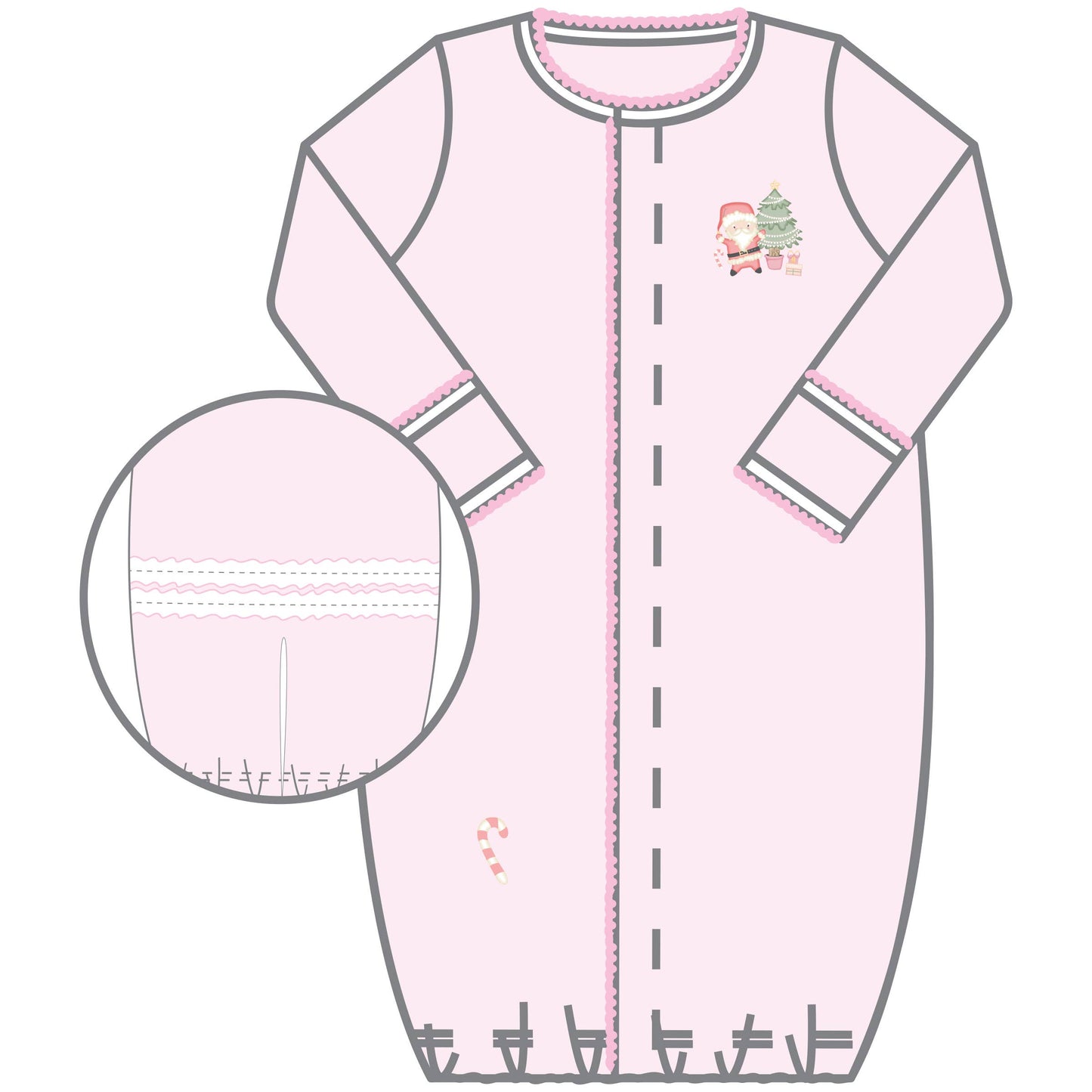 Sweet Little Christmas Pink Emb Ruffle Converter: Pink