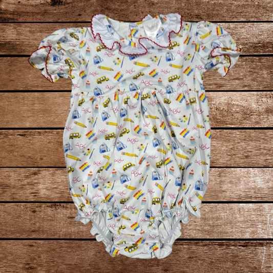 Girls Hand Painted Back to School Bubble