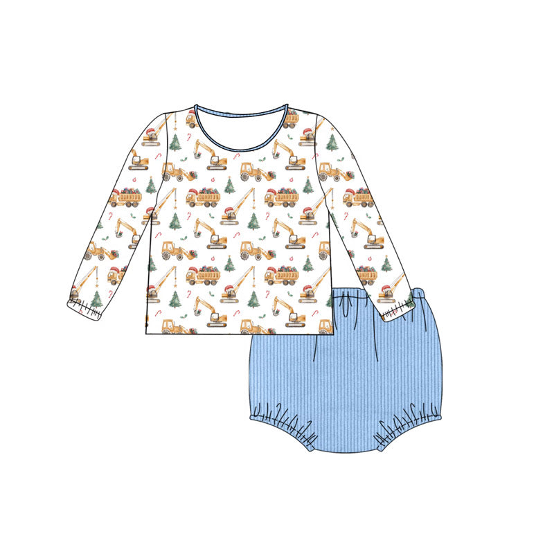 Boys Christmas Trucks Corduroy Diaper Set Preorder