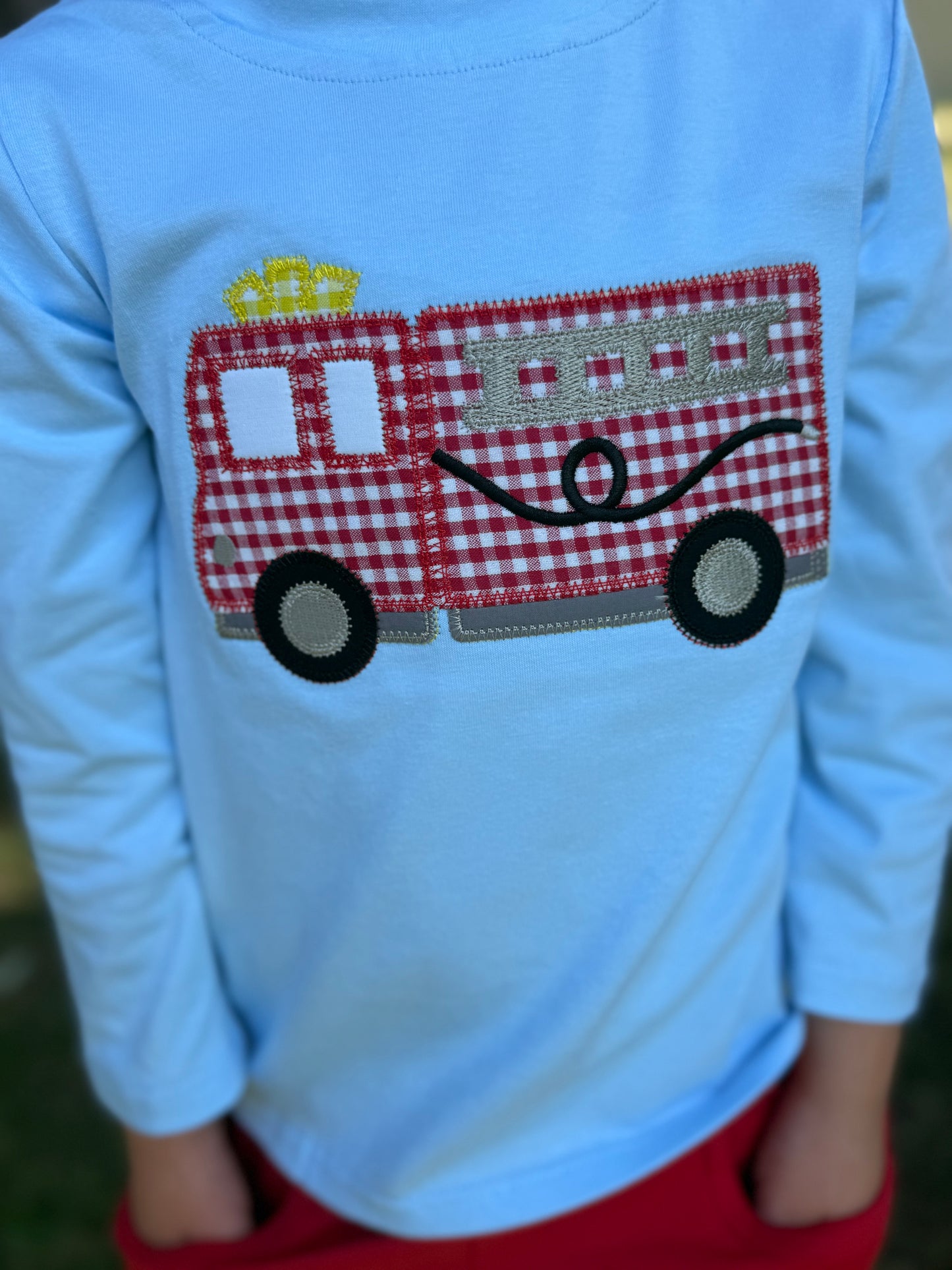 Fire Truck Applique Pants Set