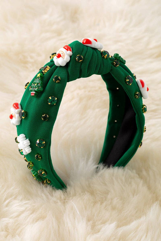 Santa Green girls headbands with beads.