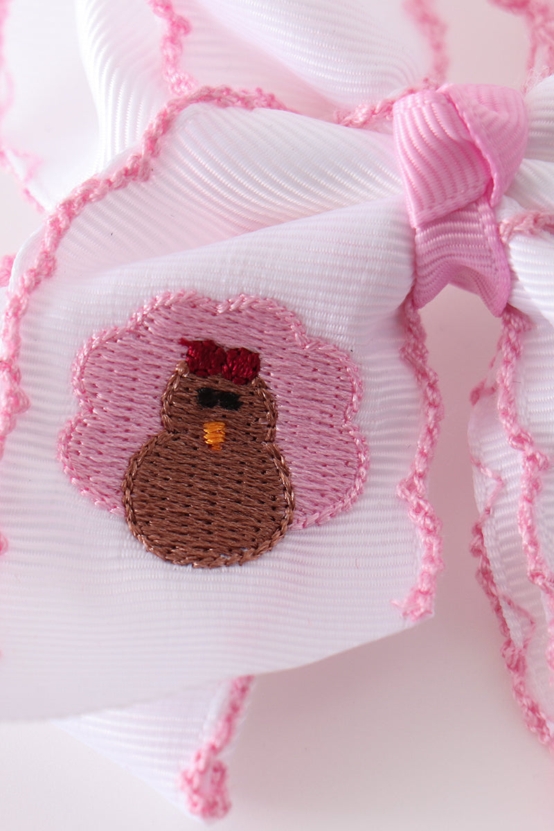 Girls Pink Turkey Hairbow