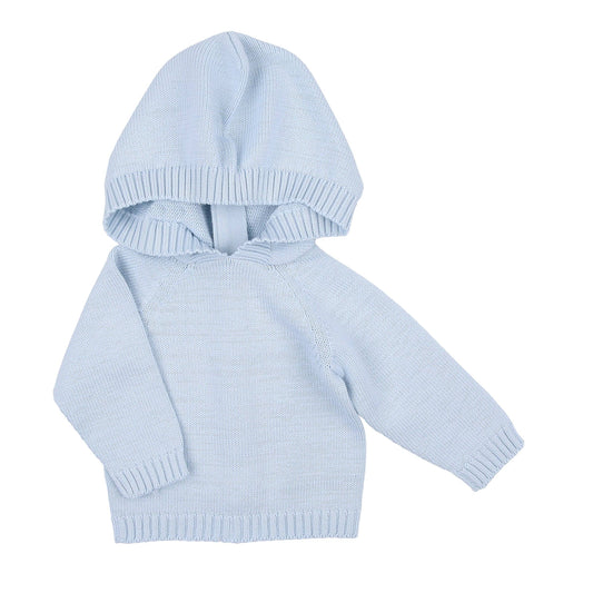 Essentials Knits Blue Hooded Zip Pullover: