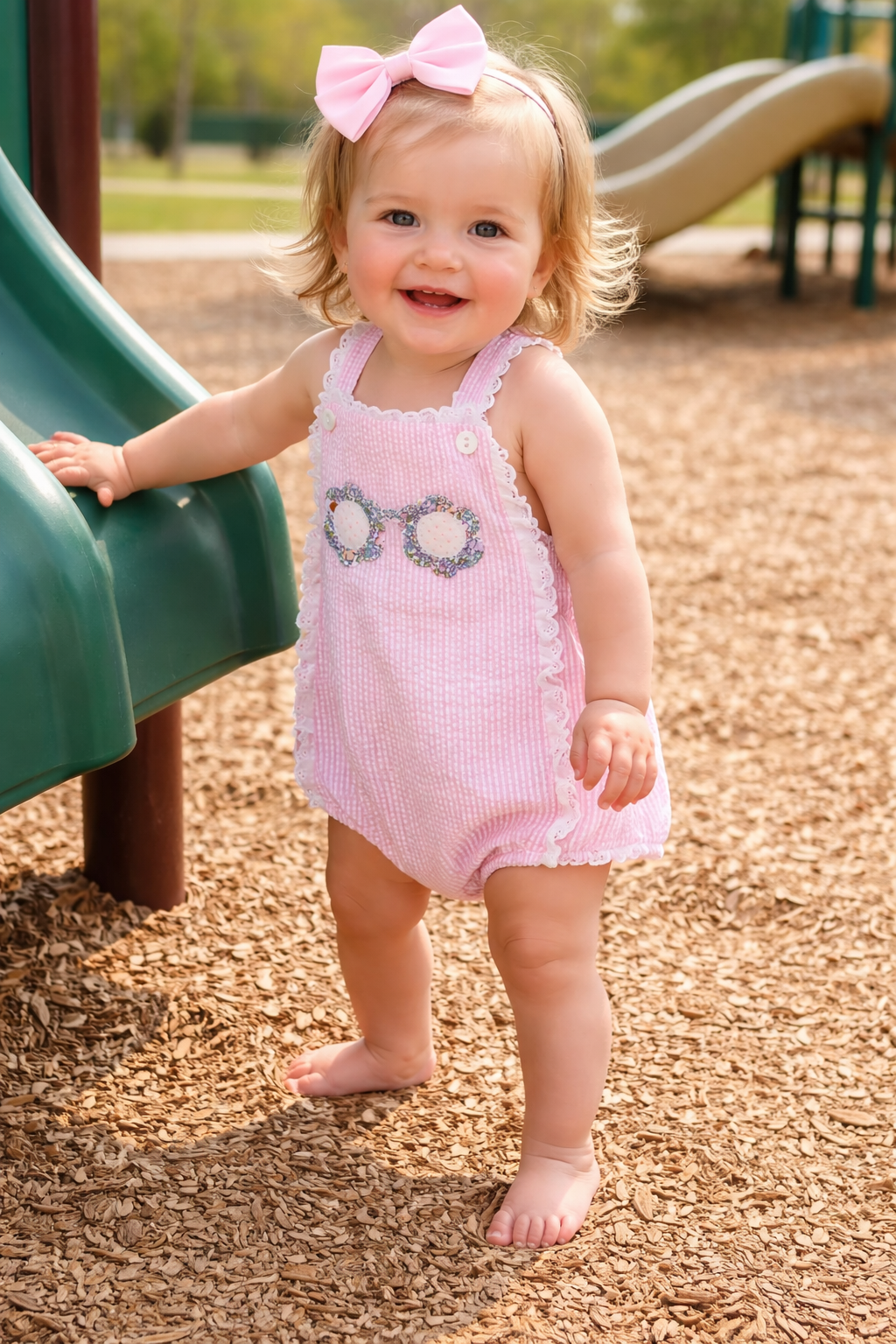 Girls Appliqué Sun Glasses Sun Suit