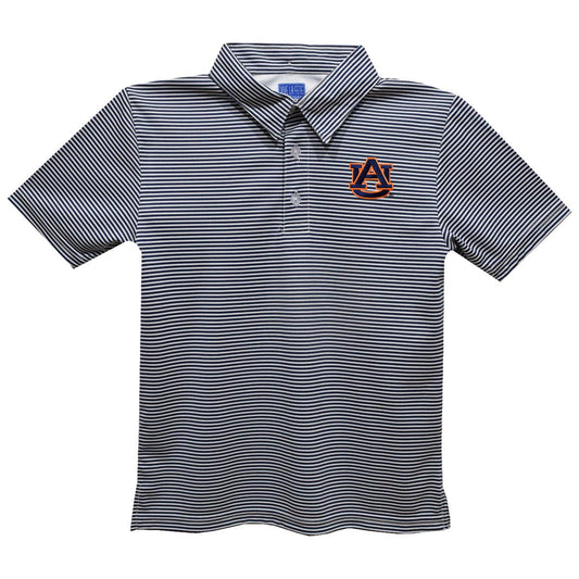 Auburn University Tigers Embroidered Navy Stripes Polo Shirt