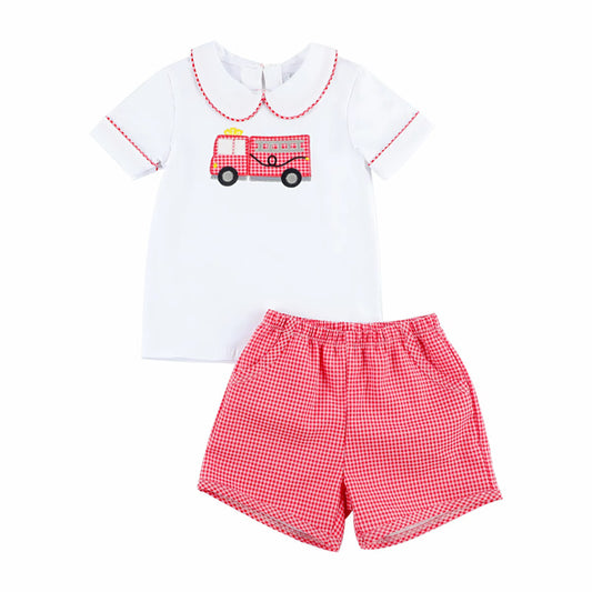 Boys Firetruck Short Set