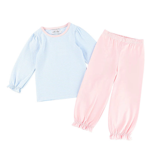 Girls Light Blue and Pink Pants Set